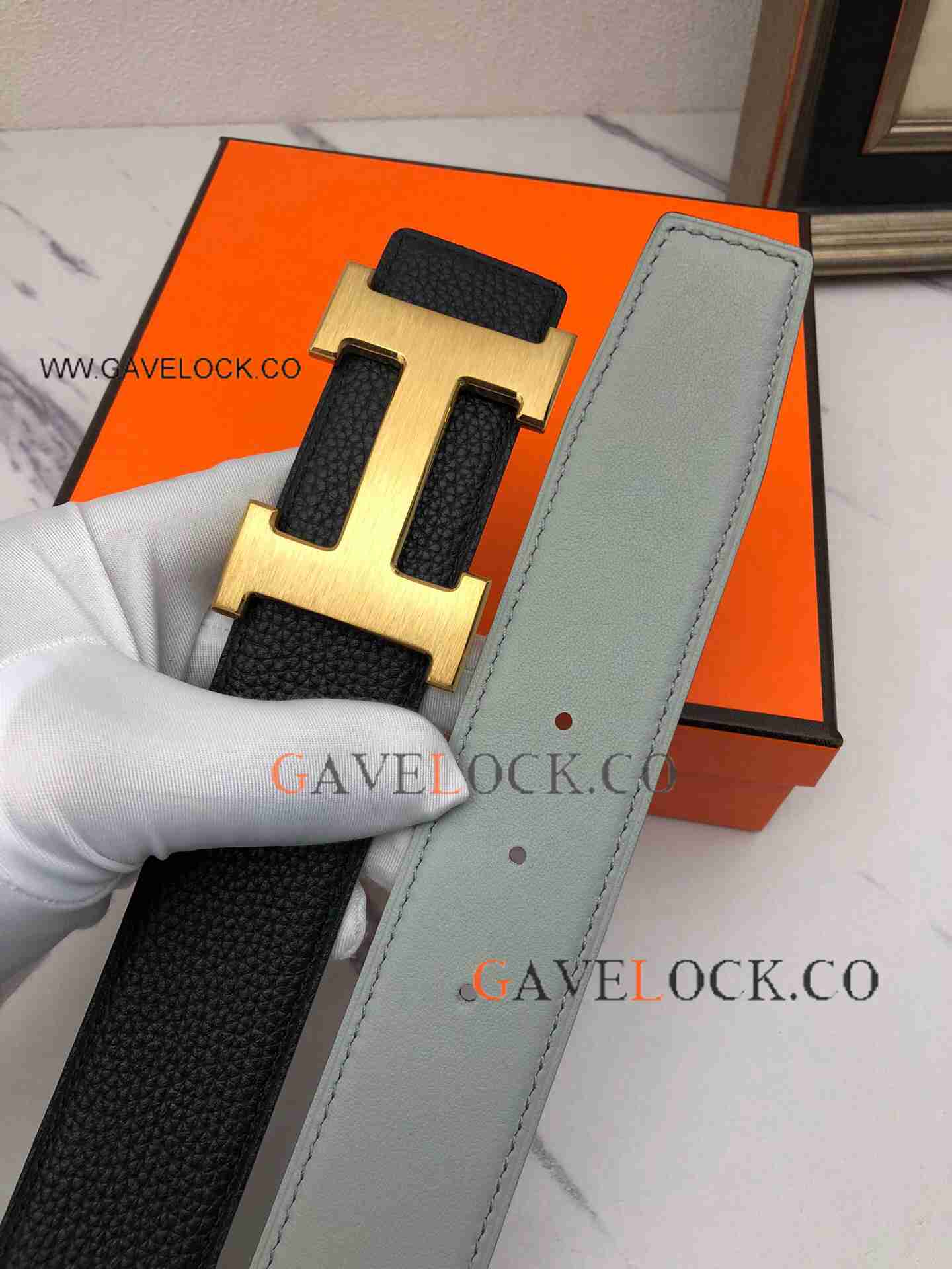 New Copy Hermes Green-Black Belt Brushed Buckle 40mm